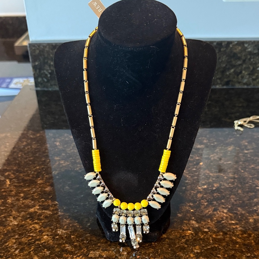 J. Crew Factory Yellow and Silver Statement Necklace